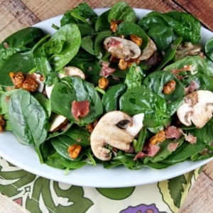 Spinach Salad with Hot Prosciutto Dressing