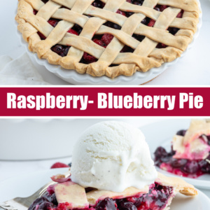 pinterest image for raspberry blueberry pie