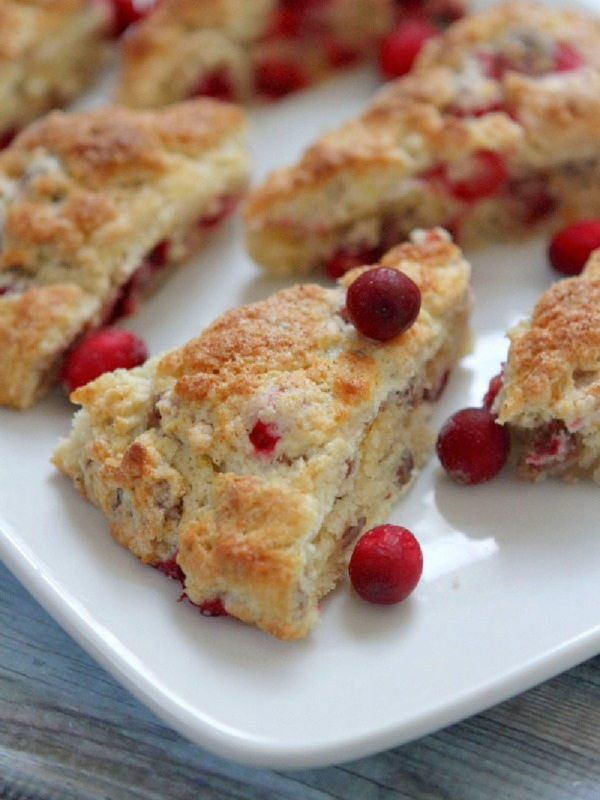 cranberry orange scones on a serving plate