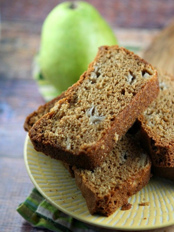 slices of pear bread on a plate