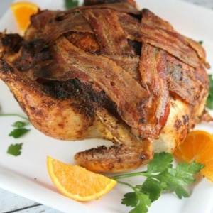 Roasted Chicken With Bacon Recipegirl Com