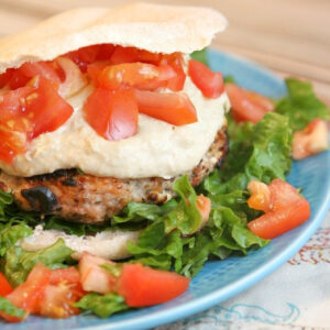 pinterest image for greek turkey burgers