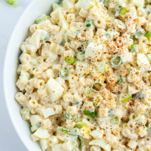 old fashioned macaroni salad in a bowl