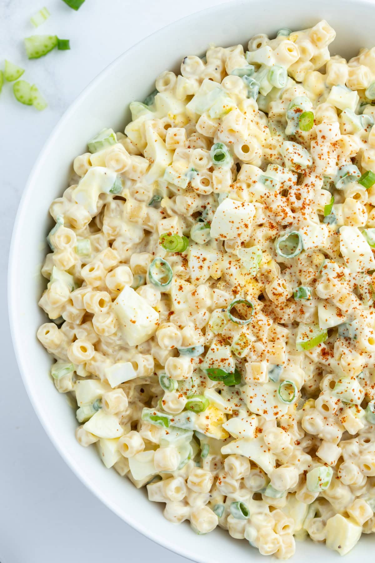 old fashioned macaroni salad in a bowl