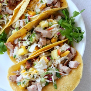 Grilled Pork Tacos with Tropical Slaw