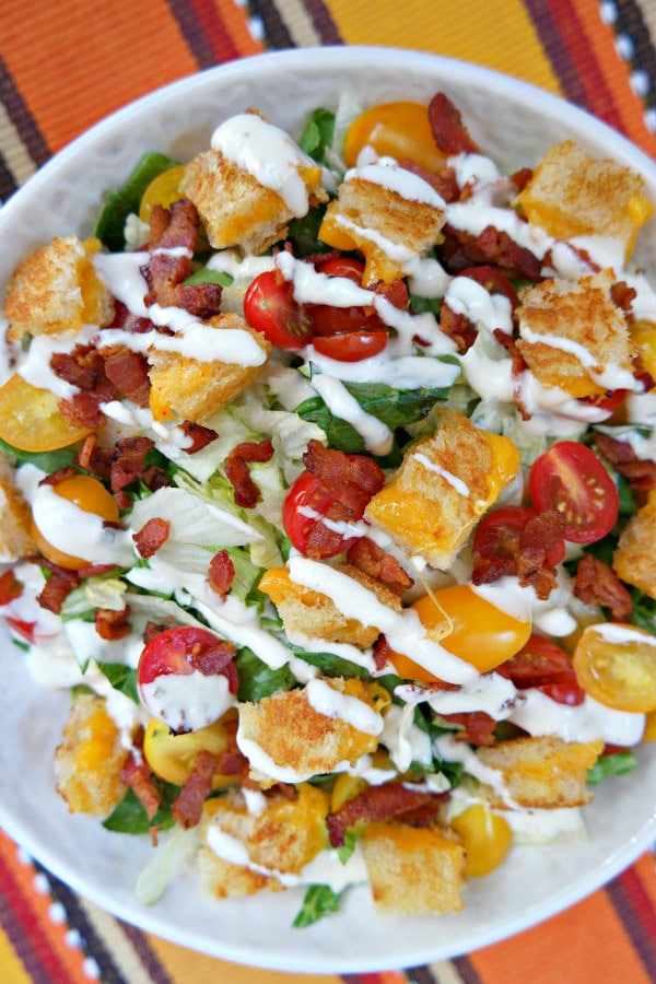 BLT Grilled Cheese Salad with Ranch Dressing - RecipeGirl.com