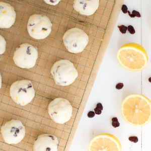 cranberry butter cookies on a cooling rack