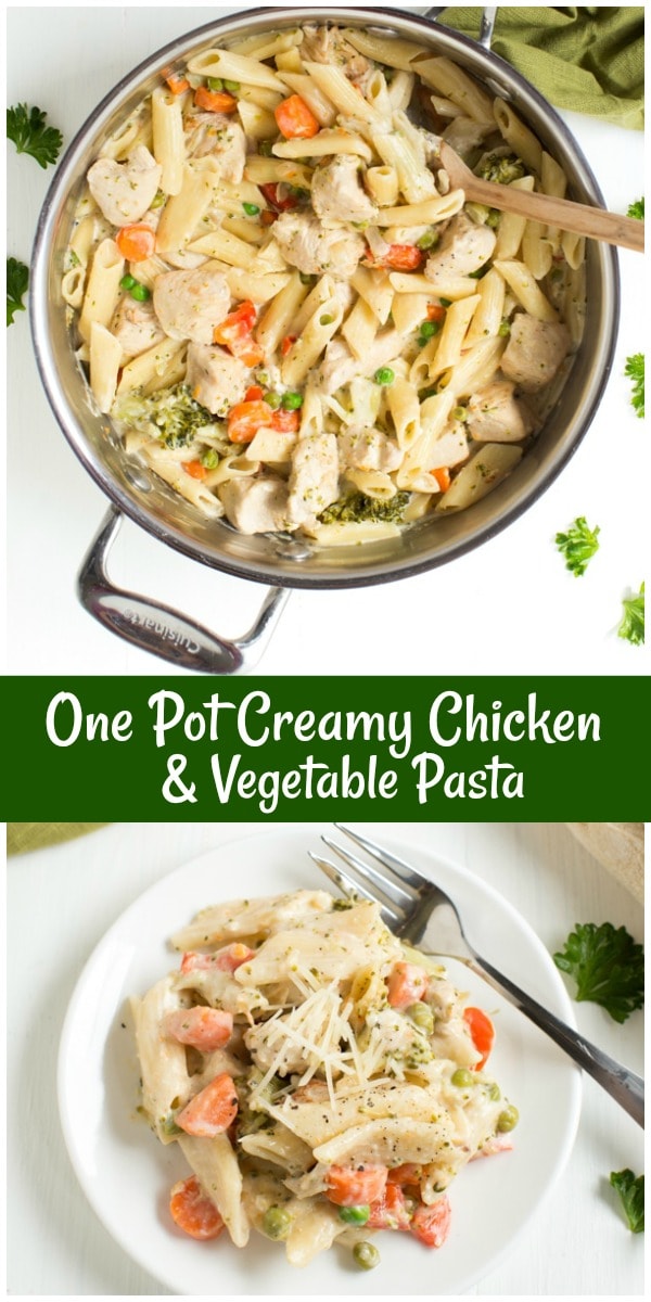 One Pot Creamy Chicken and Vegetable Pasta - Recipe Girl