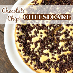 pinterest image for chocolate chip cheesecake