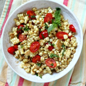 Fresh Corn and Tomato Salad with Balsamic Basil Dressing