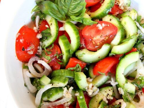 Tomato Cucumber and Basil Salad