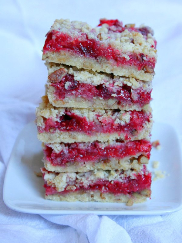 stack of cran apple raspberry bars