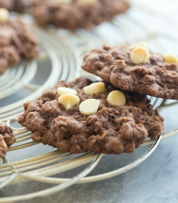 These Double Chocolate Oatmeal Cookies are packed with chocolate and chewy oats -- they make the perfect snack or easy treat and freeze beautifully!