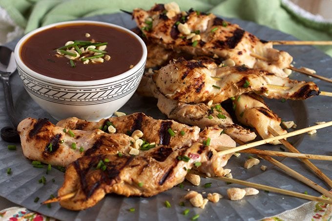 Satay Chicken with Spicy Peanut Sauce - Recipe Girl