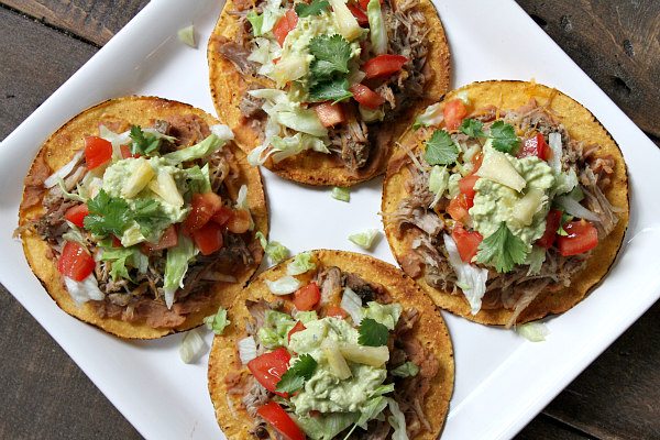 Carnitas Tostadas with Pineapple Guacamole - Recipe Girl