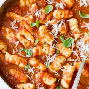 potato gnocchi in a pan