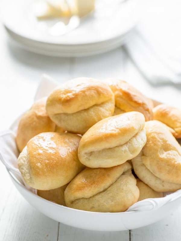 parker house rolls in a bowl