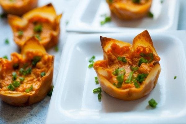 Buffalo Chicken Wonton Cups - Recipe Girl