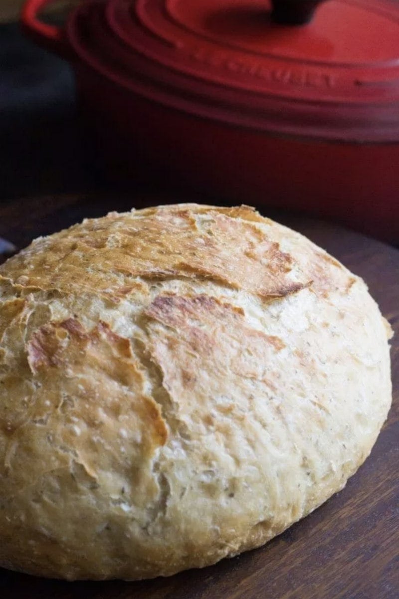 Instant Pot No Knead Bread (Dutch Oven) - This Old Gal