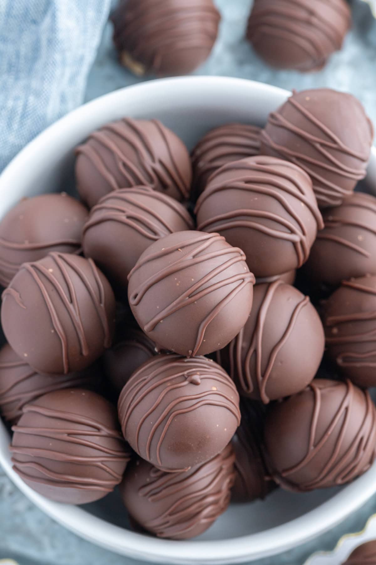 bowl of chocolate chip cookie dough truffles