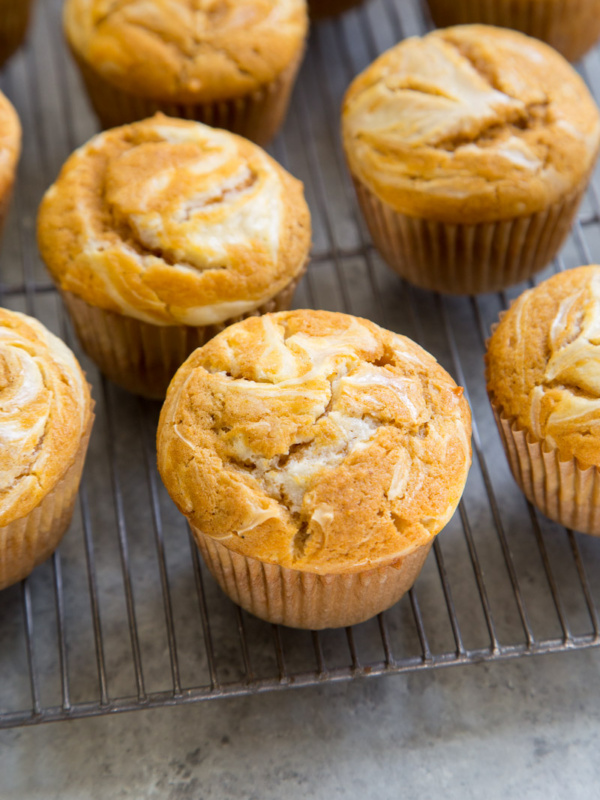 Pumpkin Muffins with Cream Cheese Swirl