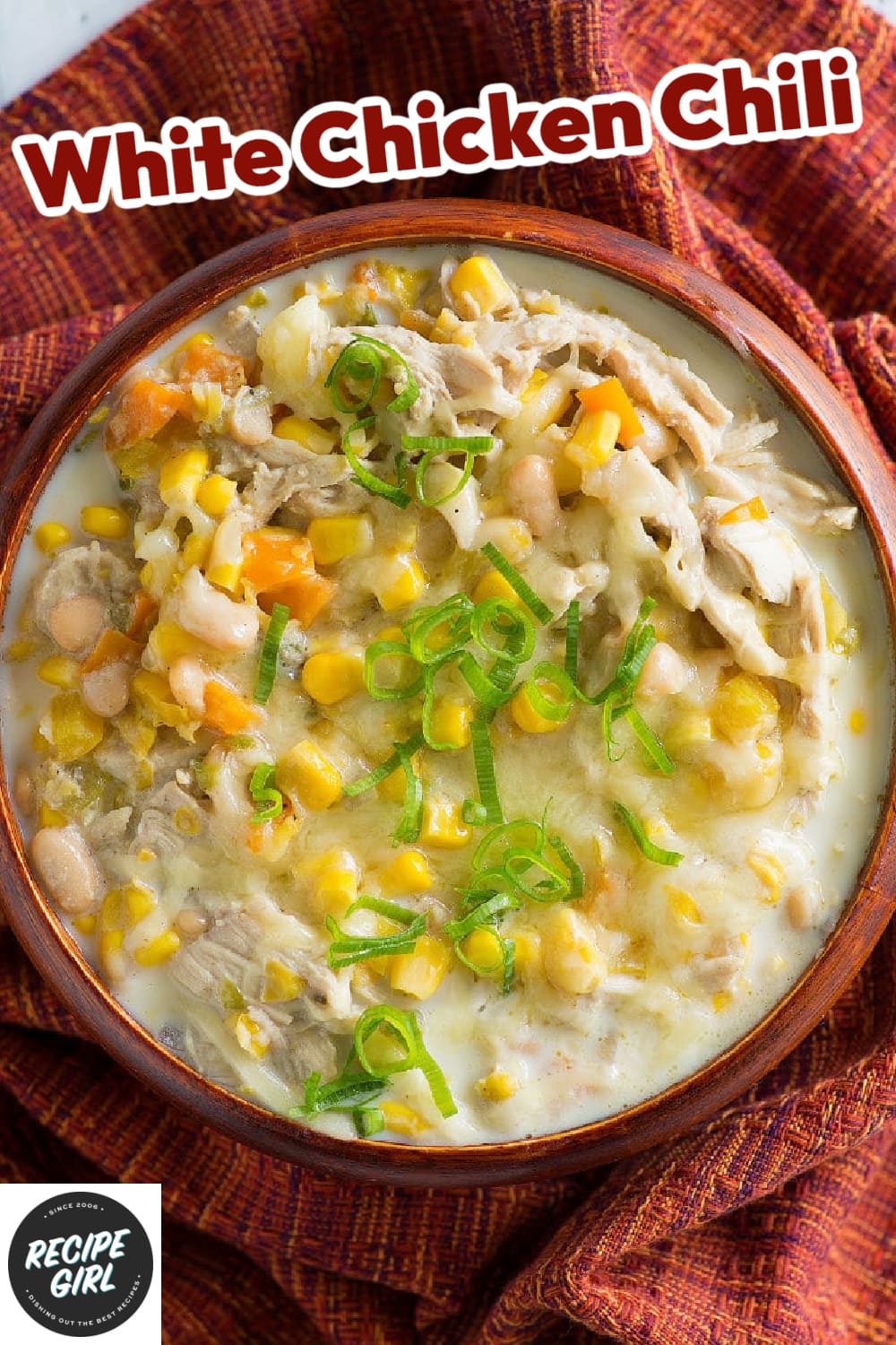 White Chicken Chili with Aged Cheddar Cheese - Recipe Girl