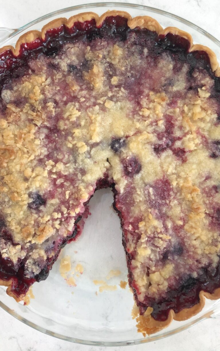 Simple Three Berry Pie with Crumb Topping Recipe Girl®