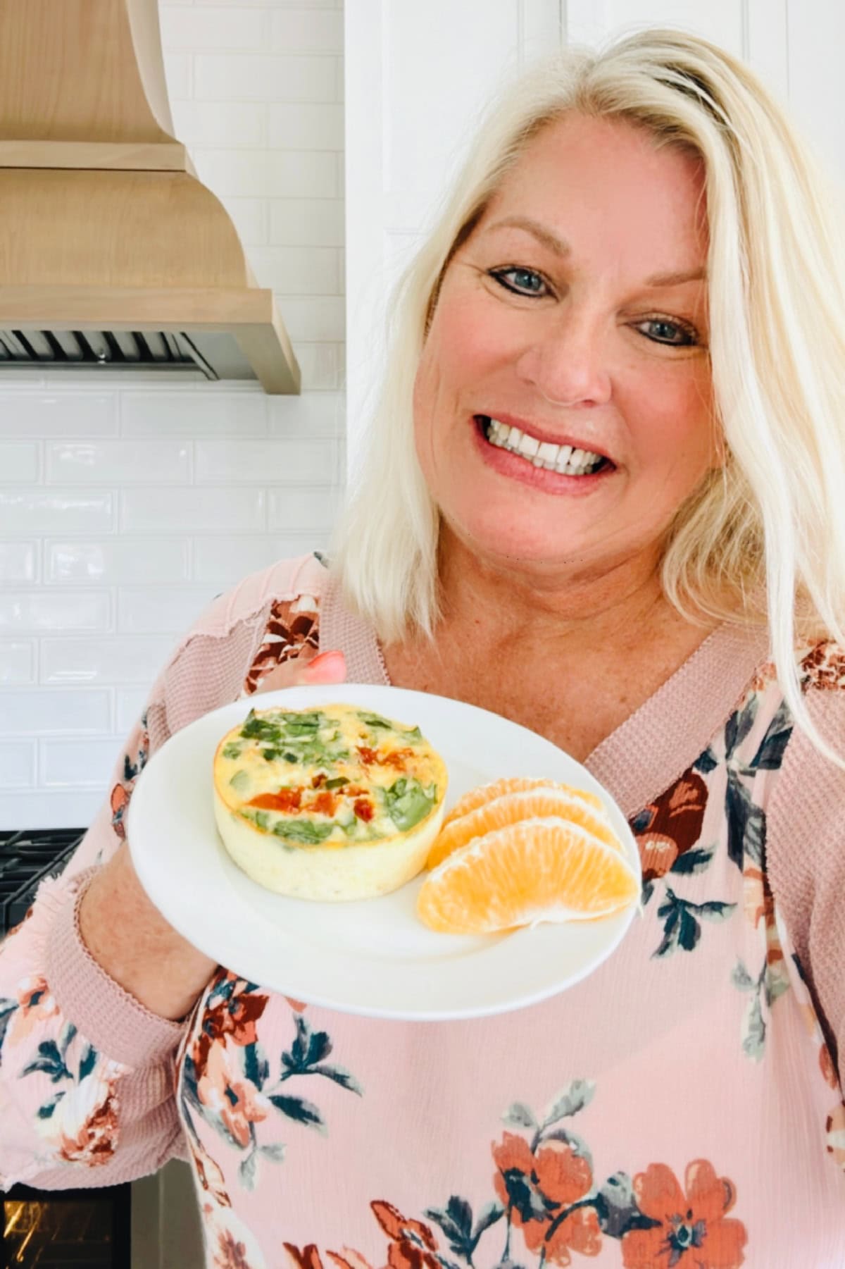 RecipeGirl with plate of egg bite