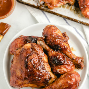 BBQ chicken on a white plate