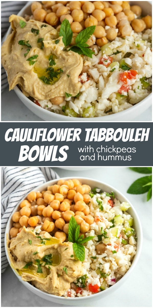 Cauliflower Tabbouleh Bowls with Chickpeas and Hummus - Recipe Girl®