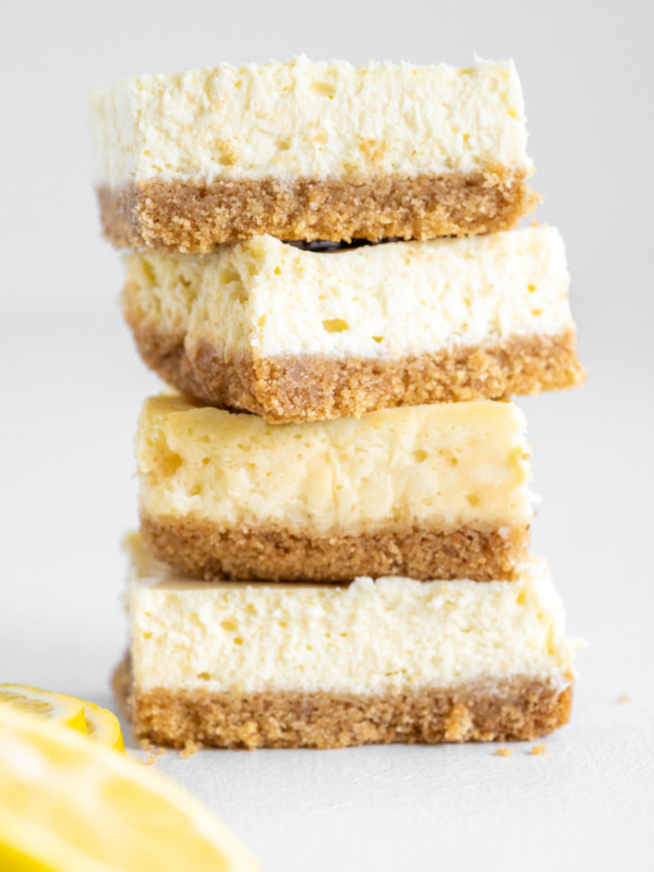 stack of lemon cheesecake bars