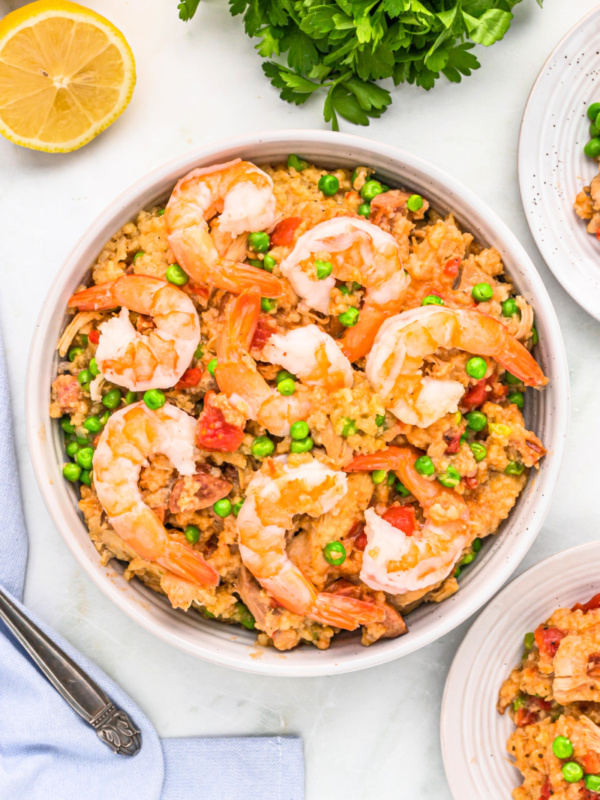 slow cooker paella in a bowl