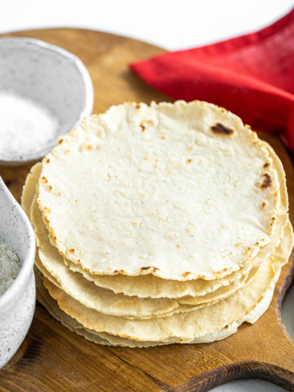 stack of homemade corn tortillas