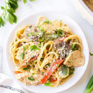 serving of cajun chicken pasta on a plate