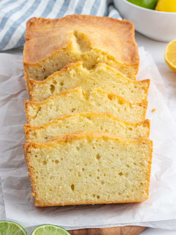 lemon lime pound cake sliced