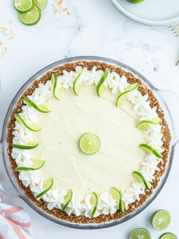 margarita key lime pie overhead shot