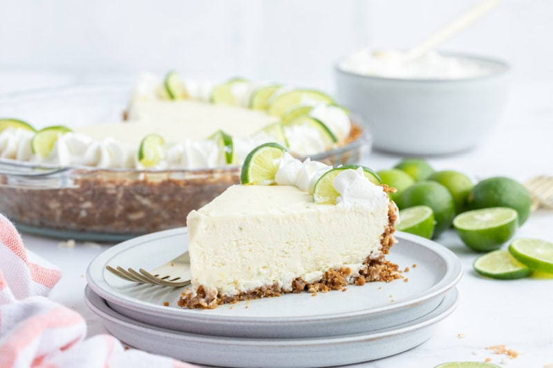 slice of margarita key lime pie on plate