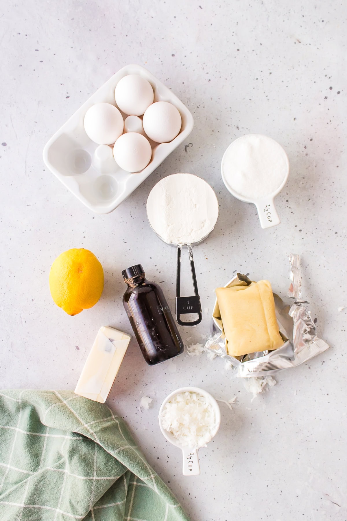 ingredients displayed for making almond coconut bars