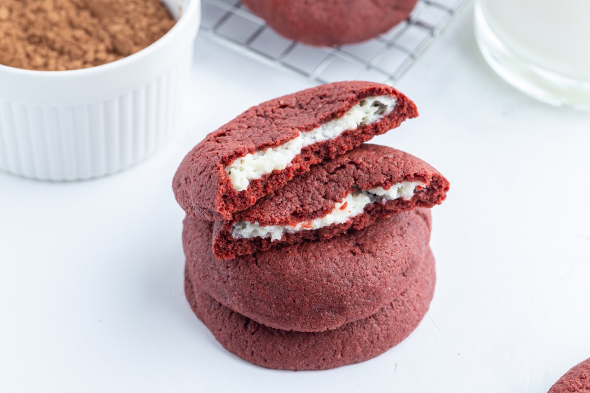 Cheesecake Stuffed Red Velvet Cookies