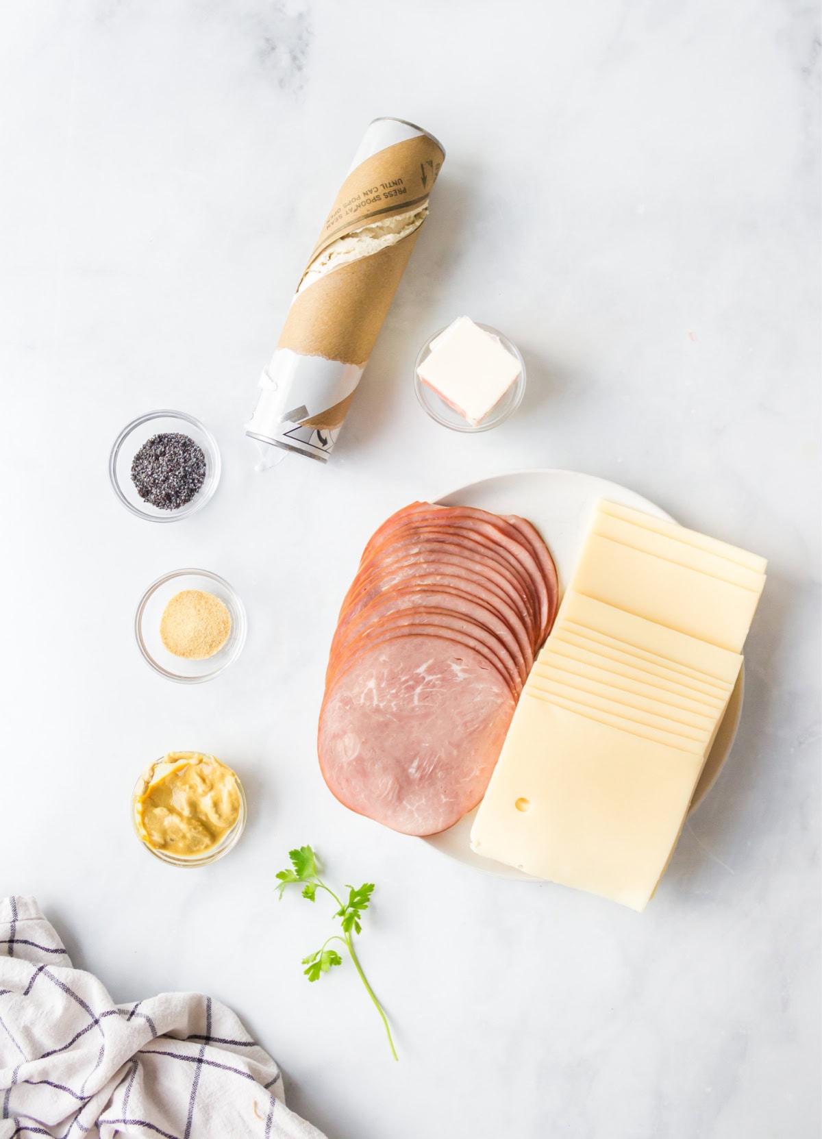 ingredients needed for making ham and cheese pinwheels