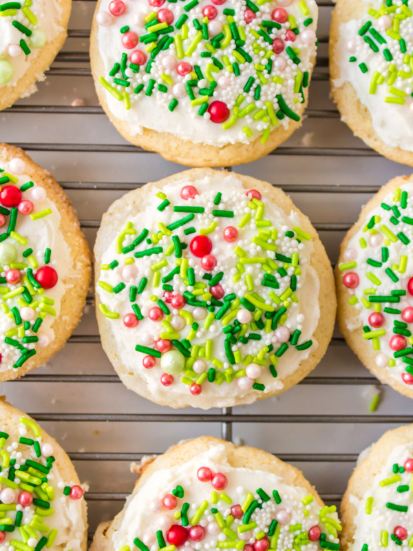 christmas lofthouse cookies on cooling rack