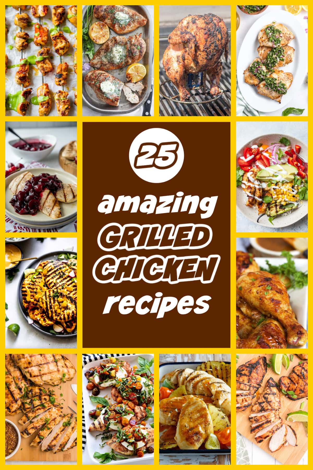 collage of grilled chicken recipes