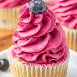 pinterest image for blueberry cupcakes