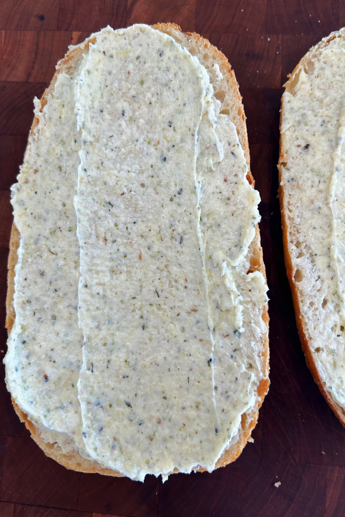 garlic bread spread on bread
