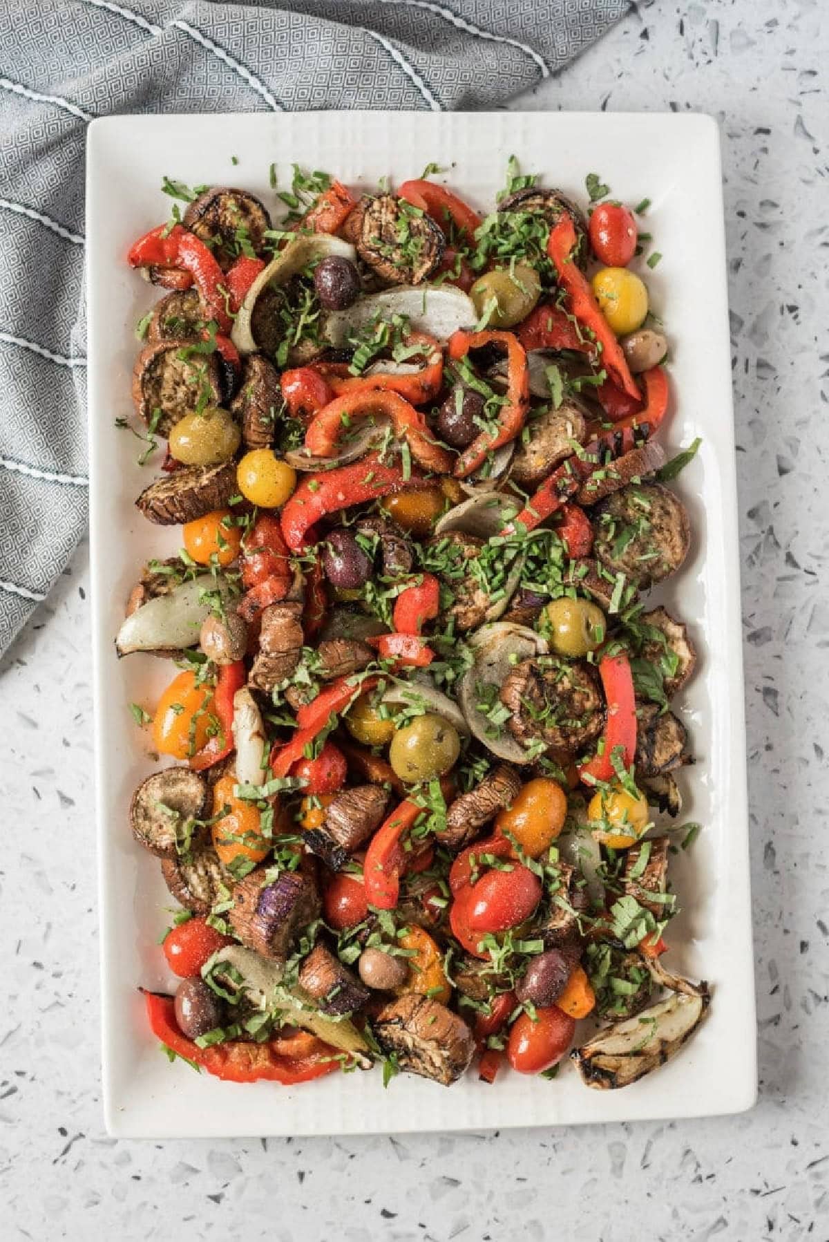 platter of grilled vegetable salad