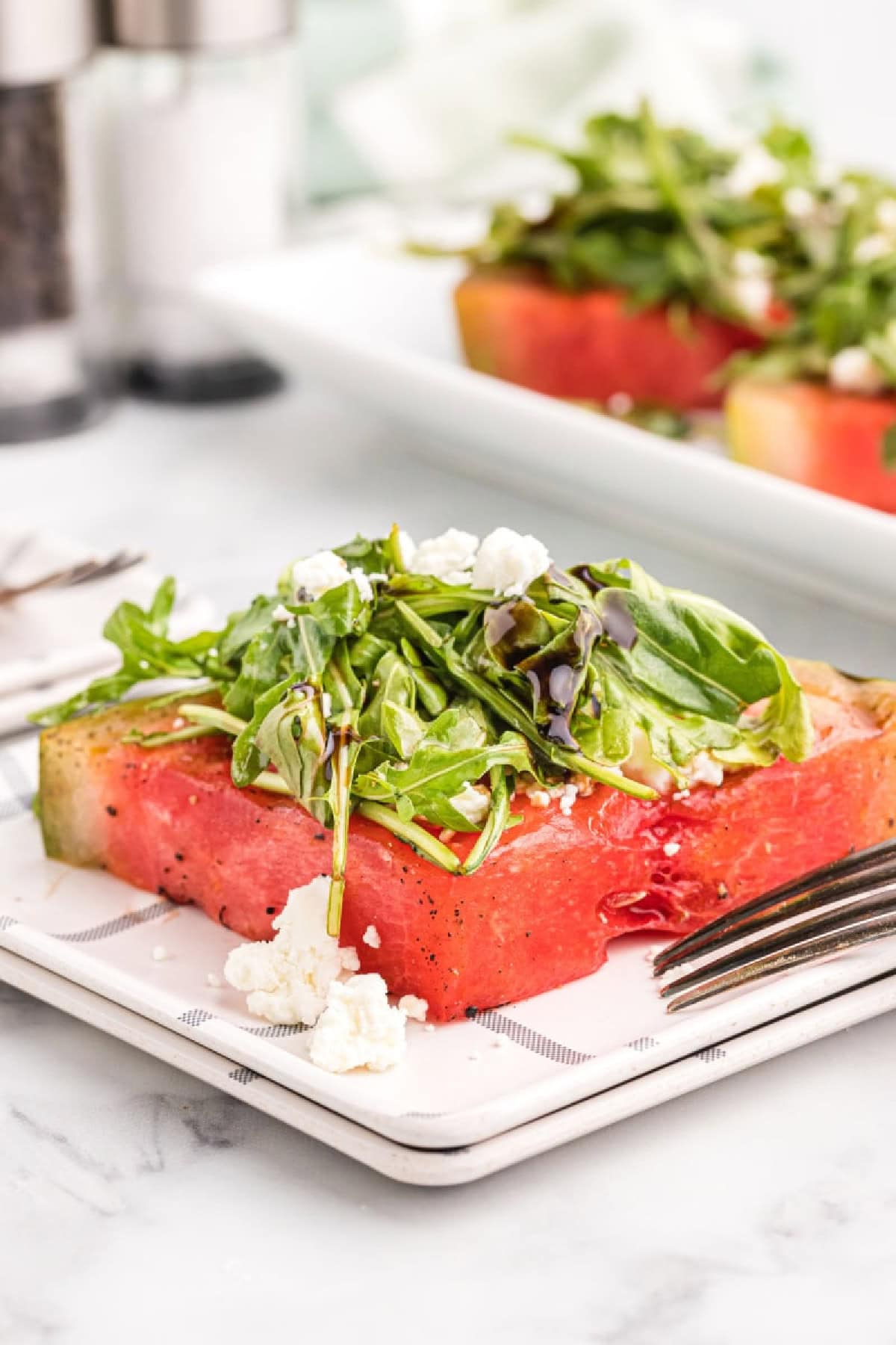 plate of grilled watermelon salad