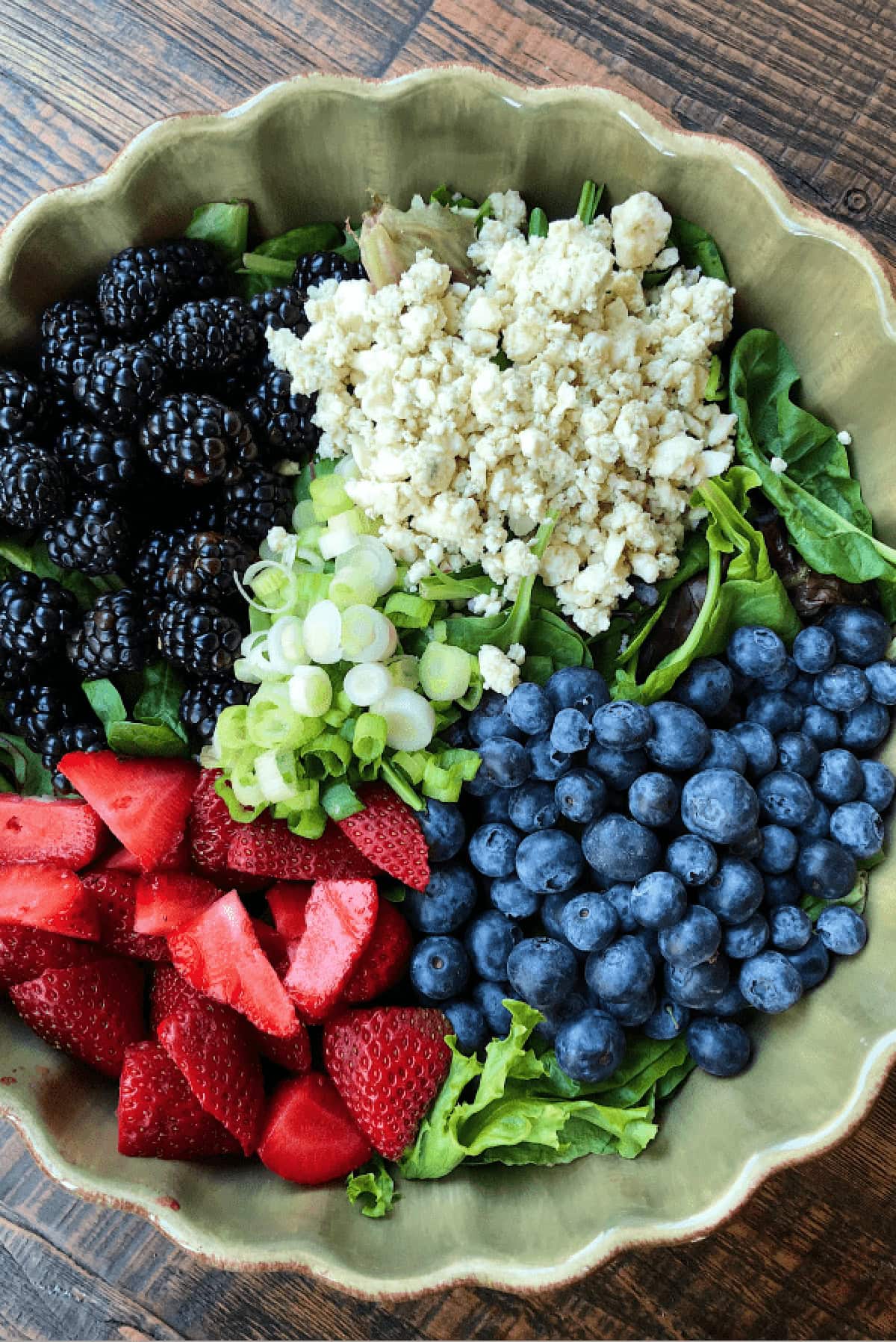 triple berry salad in a bowl
