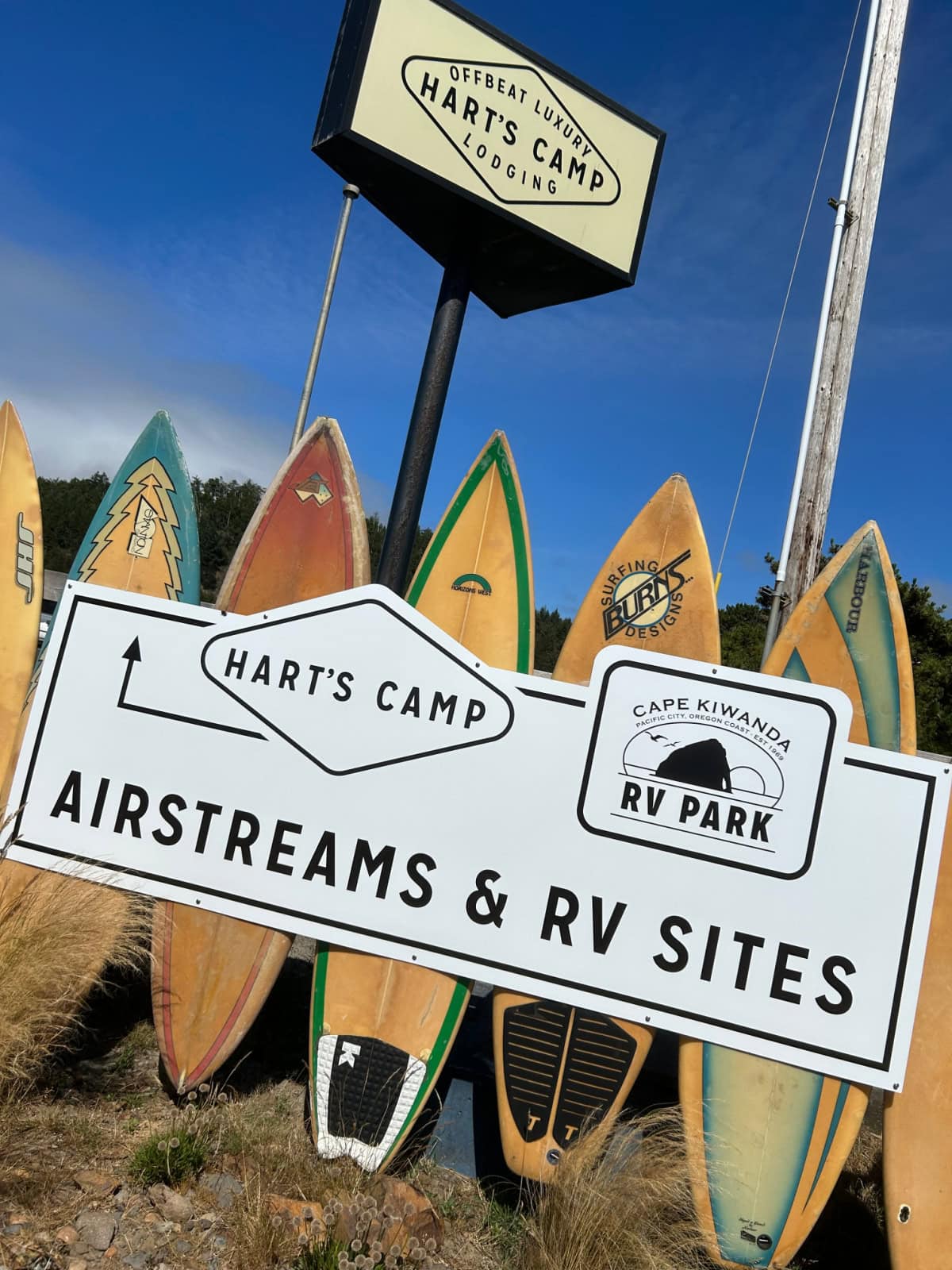 entrance to hart's camp airstream site pacific city oregon