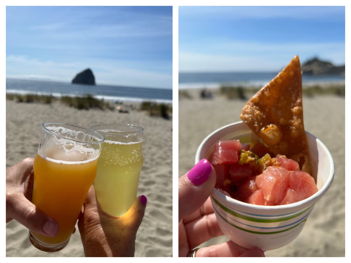 cocktails and poke appetizer