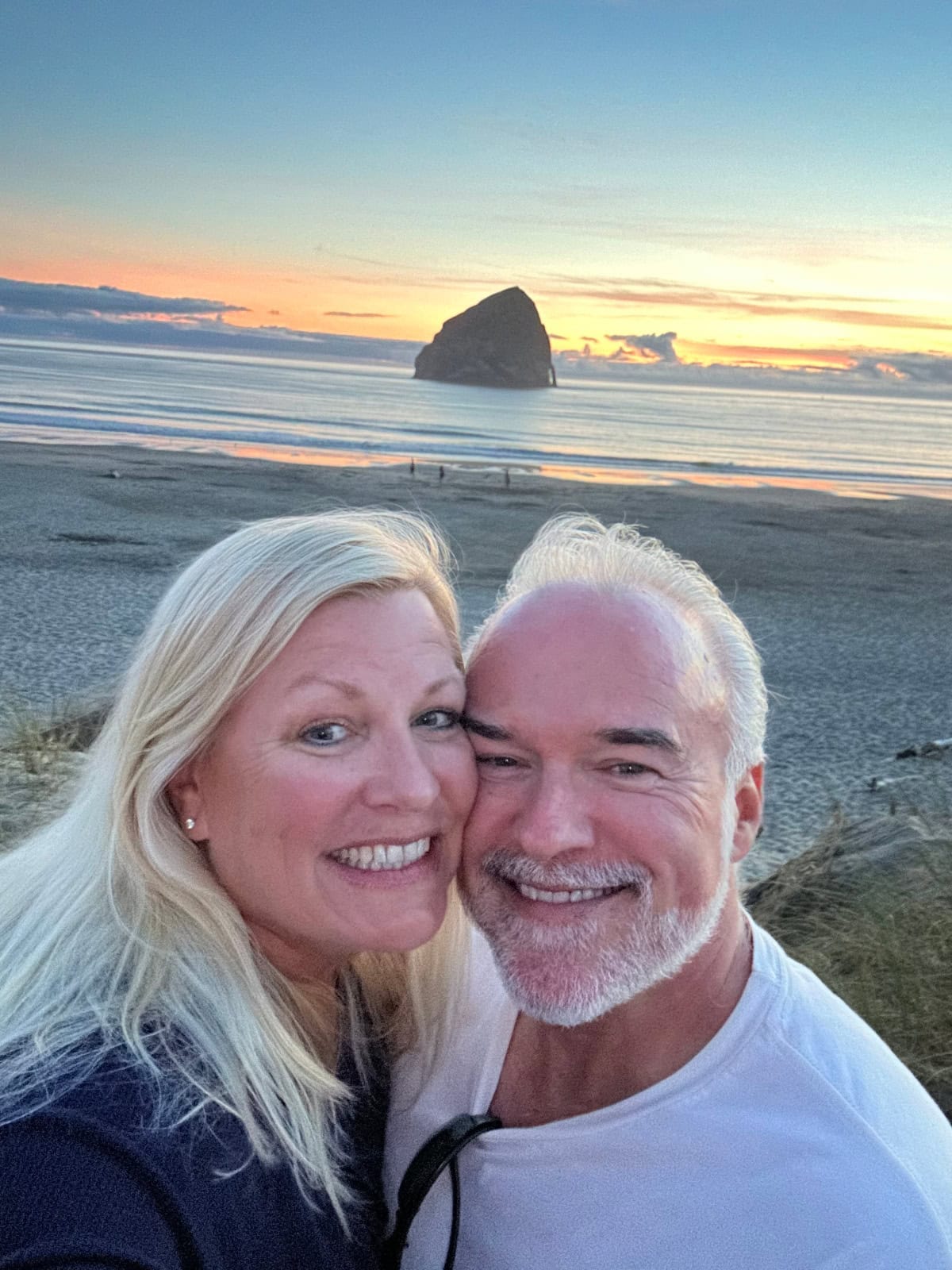 RecipeGirl and husband at Pacific City beach